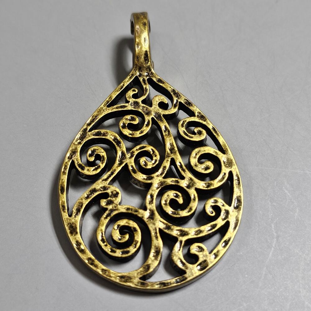 Premier Designs BAROQUE Pendant Enhancer Teardrop Scroll Magnetic Bale 3"